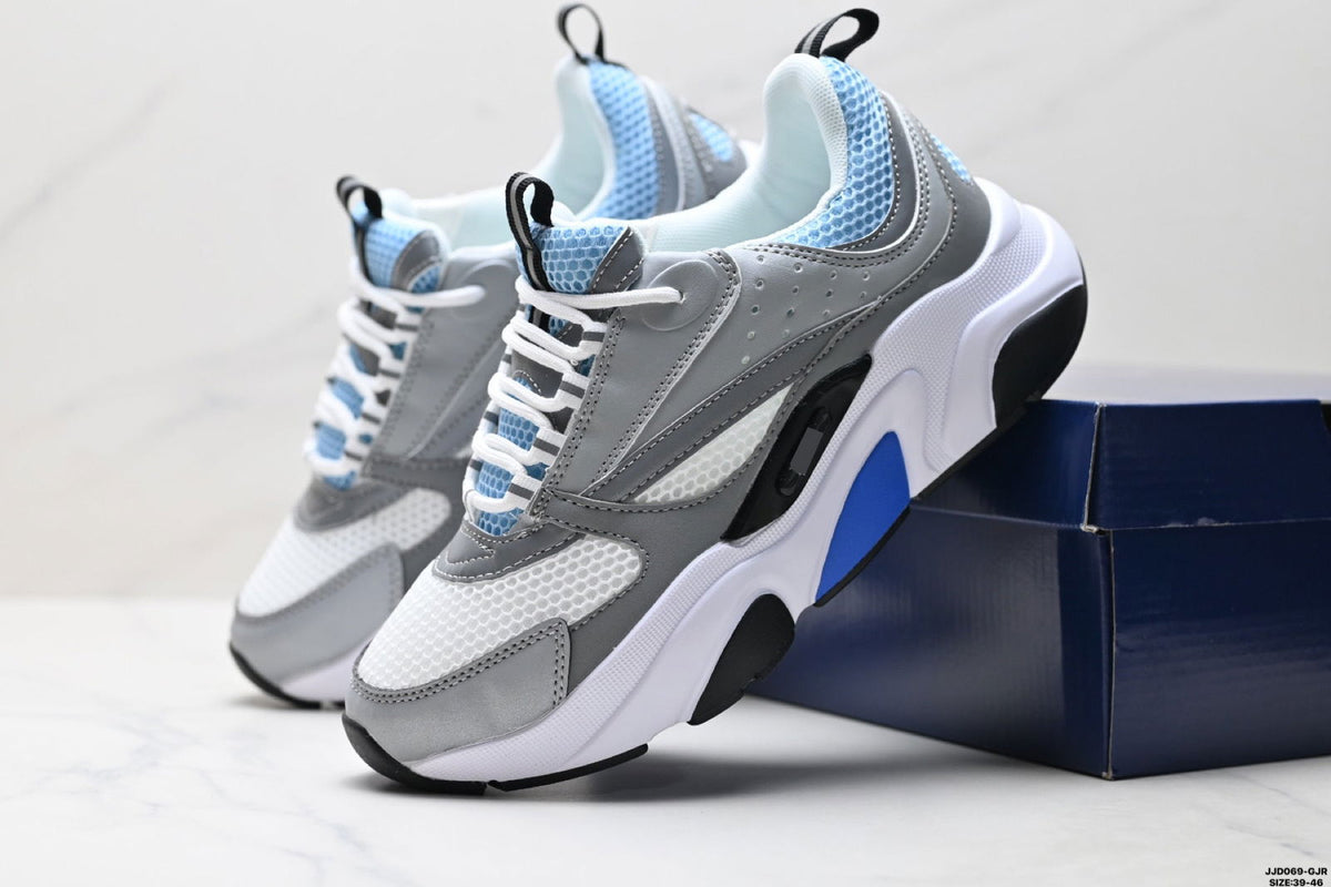 European Men's Shoes B22 Dad Shoes Autumn Cowhide Knit Fashion Trendy Versatile Sneakers Casual Shoes - JAS-3