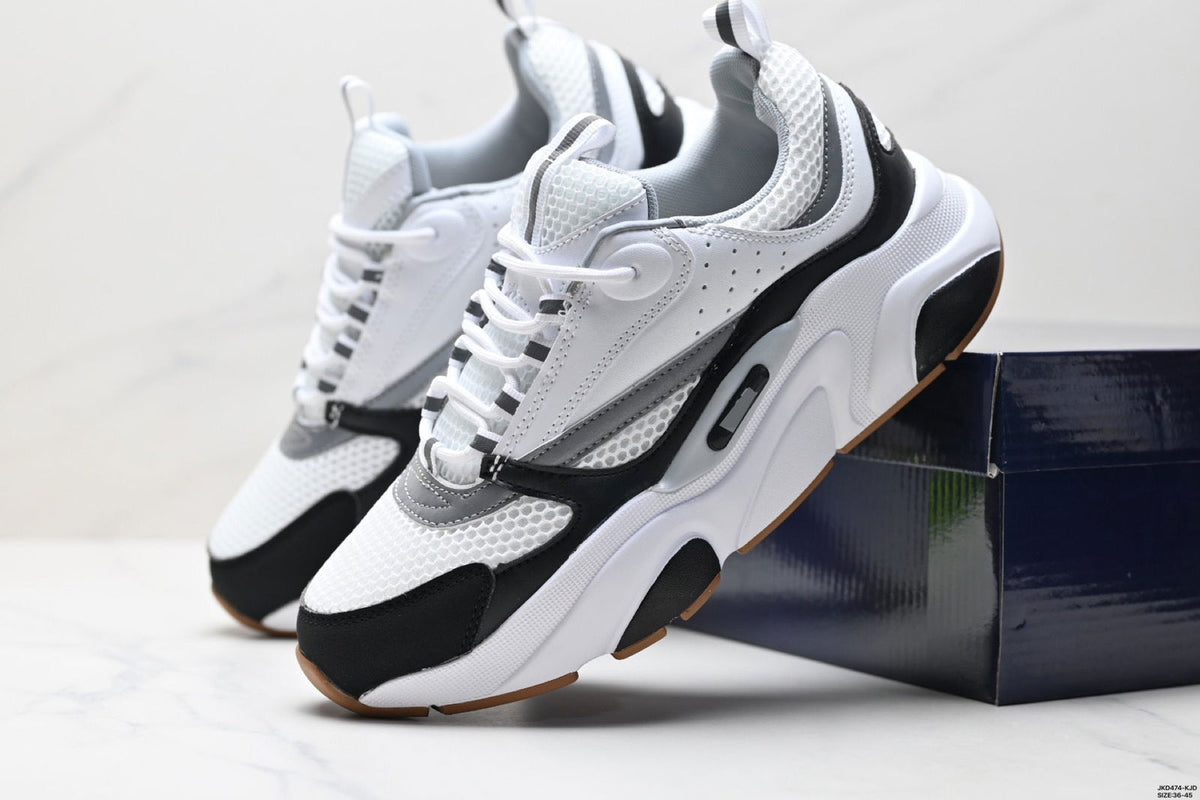 European Men's Shoes B22 Dad Shoes Autumn Cowhide Knit Fashion Trendy Versatile Sneakers Casual Shoes - JAS-3