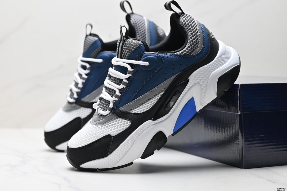 European Men's Shoes B22 Dad Shoes Autumn Cowhide Knit Fashion Trendy Versatile Sneakers Casual Shoes - JAS-3