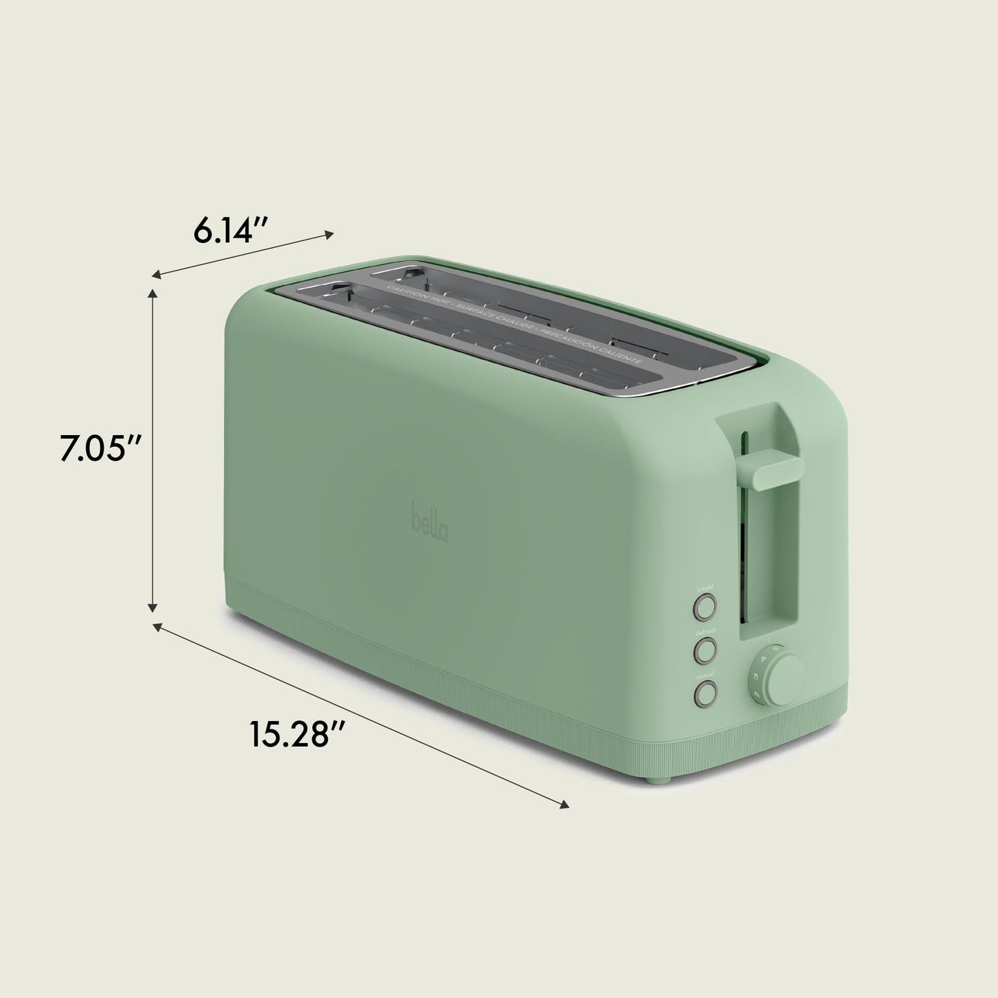 bella 2 Slice Slim Toaster, Fits-anywhere™ Kitchenware, 6 Setting Shade Control with Reheat & Cancel Buttons, Fits sourdough, 10” Long Slot, Anti Jam & Auto Shutoff, 900 Watt, Oatmilk JAS-3 