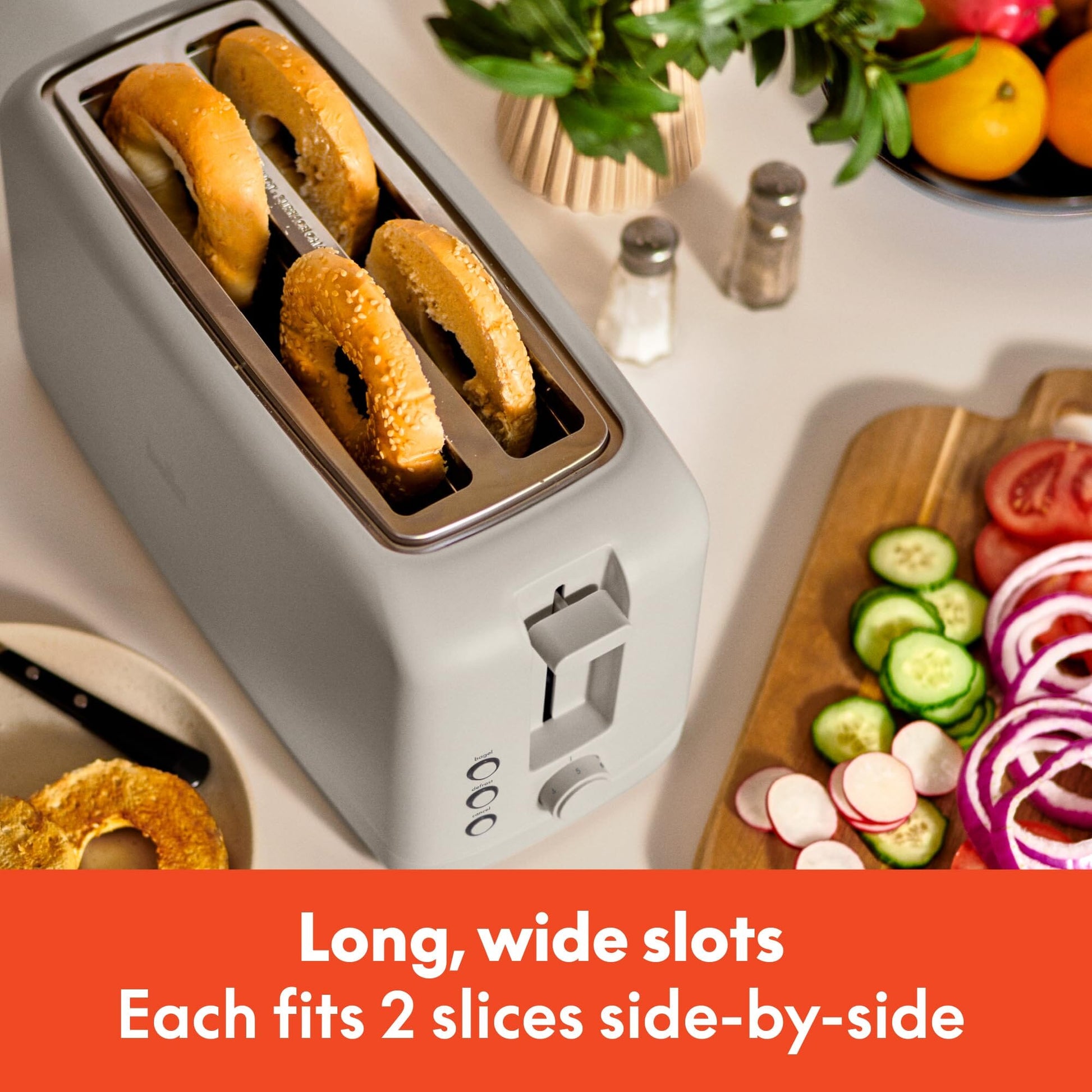 bella 2 Slice Slim Toaster, Fits-anywhere™ Kitchenware, 6 Setting Shade Control with Reheat & Cancel Buttons, Fits sourdough, 10” Long Slot, Anti Jam & Auto Shutoff, 900 Watt, Oatmilk JAS-3 