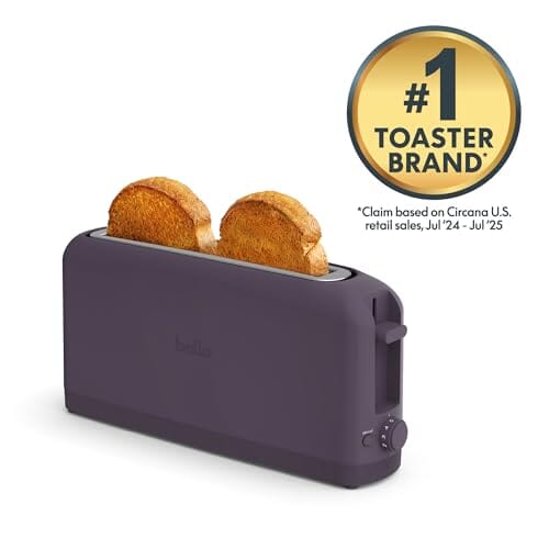 bella 2 Slice Slim Toaster, Fits-anywhere™ Kitchenware, 6 Setting Shade Control with Reheat & Cancel Buttons, Fits sourdough, 10” Long Slot, Anti Jam & Auto Shutoff, 900 Watt, Oatmilk JAS-3 