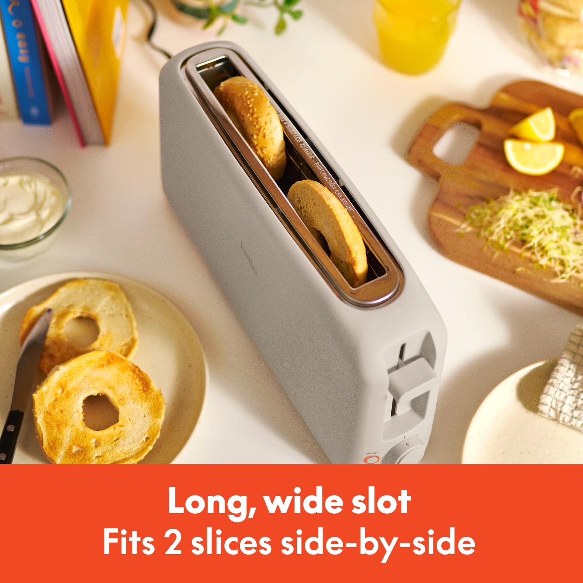 bella 2 Slice Slim Toaster, Fits-anywhere™ Kitchenware, 6 Setting Shade Control with Reheat & Cancel Buttons, Fits sourdough, 10” Long Slot, Anti Jam & Auto Shutoff, 900 Watt, Oatmilk JAS-3 