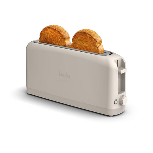 bella 2 Slice Slim Toaster, Fits-anywhere™ Kitchenware, 6 Setting Shade Control with Reheat & Cancel Buttons, Fits sourdough, 10” Long Slot, Anti Jam & Auto Shutoff, 900 Watt, Oatmilk JAS-3 
