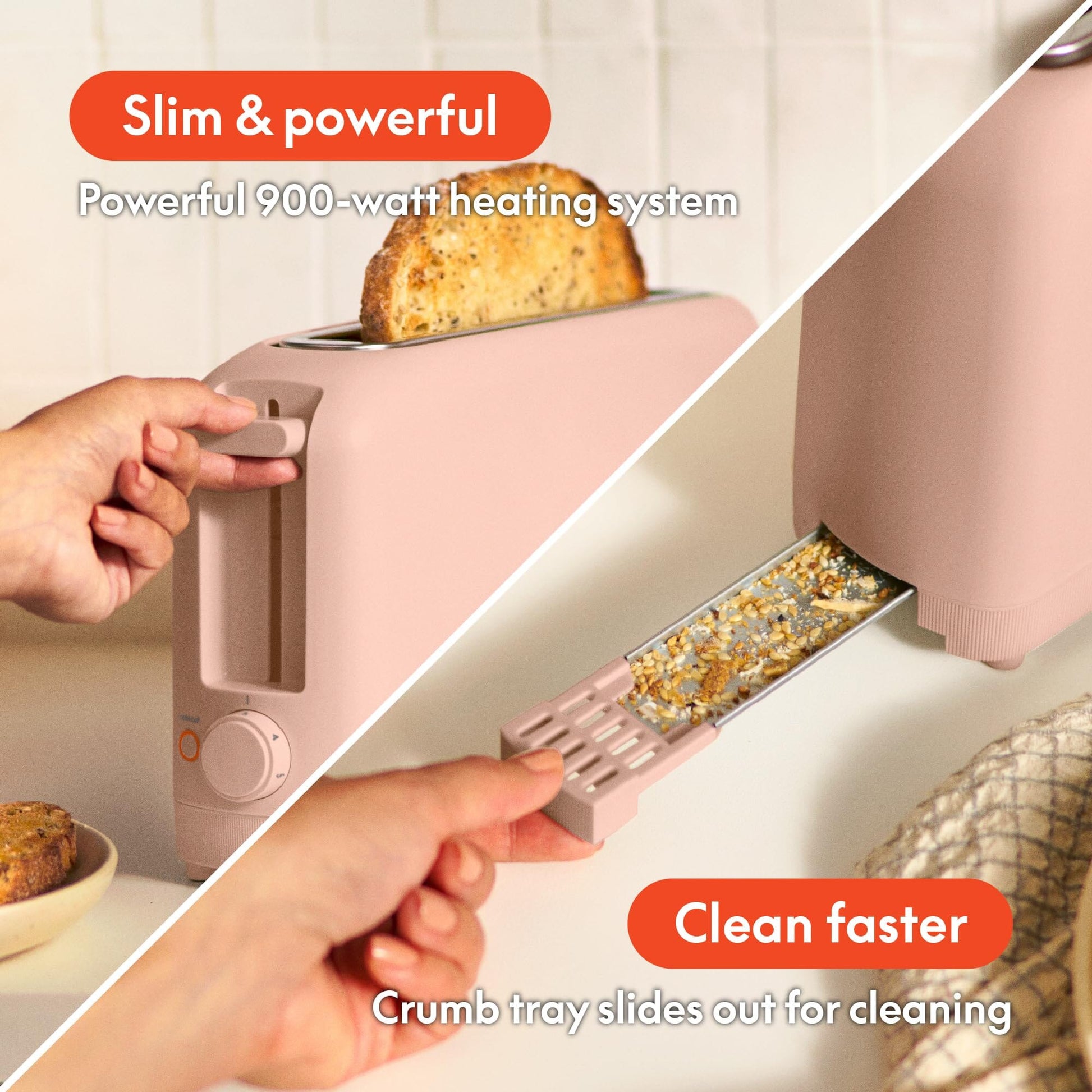 bella 2 Slice Slim Toaster, Fits-anywhere™ Kitchenware, 6 Setting Shade Control with Reheat & Cancel Buttons, Fits sourdough, 10” Long Slot, Anti Jam & Auto Shutoff, 900 Watt, Oatmilk JAS-3 