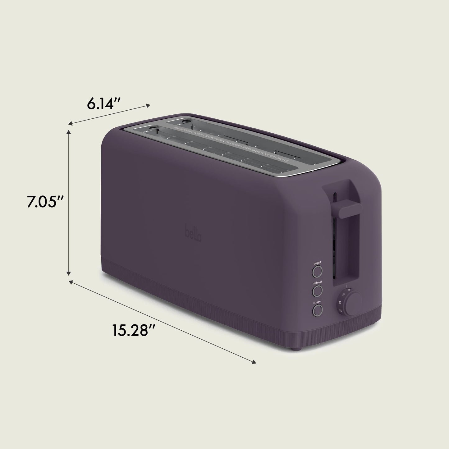 bella 2 Slice Slim Toaster, Fits-anywhere™ Kitchenware, 6 Setting Shade Control with Reheat & Cancel Buttons, Fits sourdough, 10” Long Slot, Anti Jam & Auto Shutoff, 900 Watt, Oatmilk JAS-3 