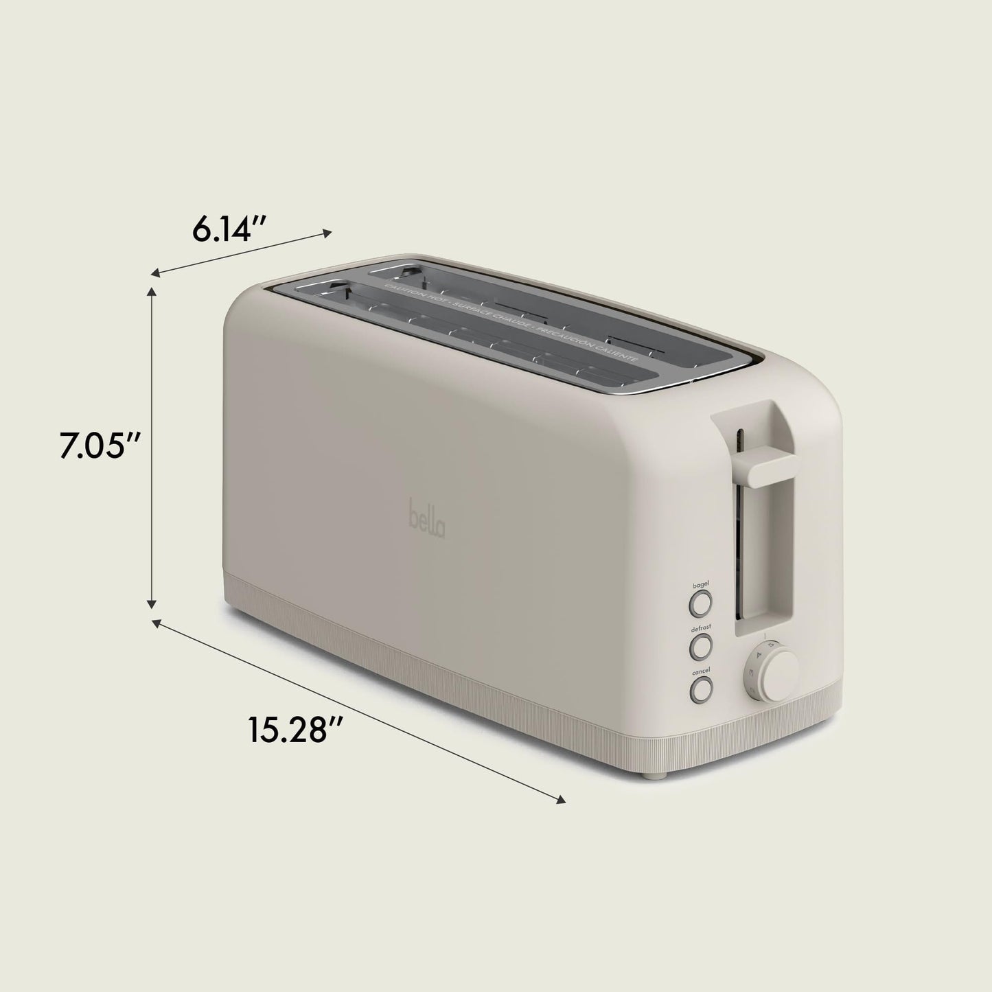 bella 2 Slice Slim Toaster, Fits-anywhere™ Kitchenware, 6 Setting Shade Control with Reheat & Cancel Buttons, Fits sourdough, 10” Long Slot, Anti Jam & Auto Shutoff, 900 Watt, Oatmilk JAS-3 