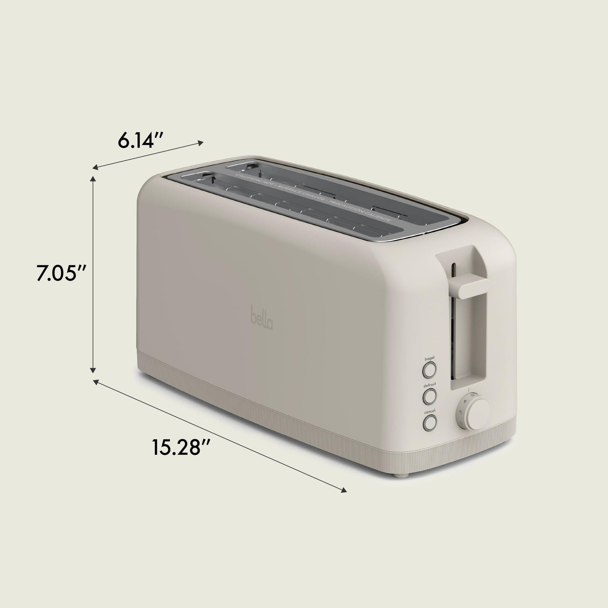 bella 2 Slice Slim Toaster, Fits-anywhere™ Kitchenware, 6 Setting Shade Control with Reheat & Cancel Buttons, Fits sourdough, 10” Long Slot, Anti Jam & Auto Shutoff, 900 Watt, Oatmilk JAS-3 