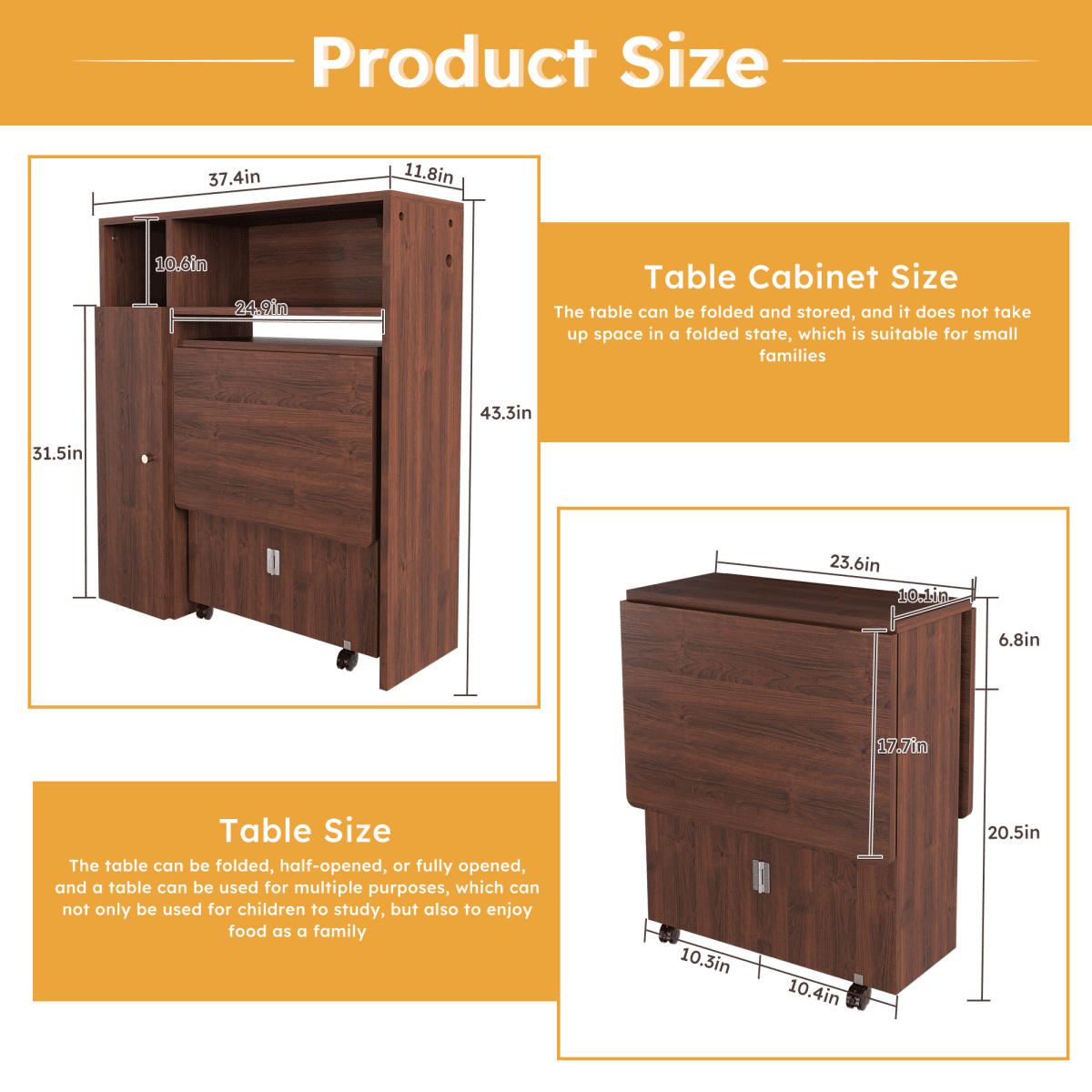 Multifunctional Folding Dining Table with Wall-Mounted Sideboard & Storage for Small Apartments N/A 
