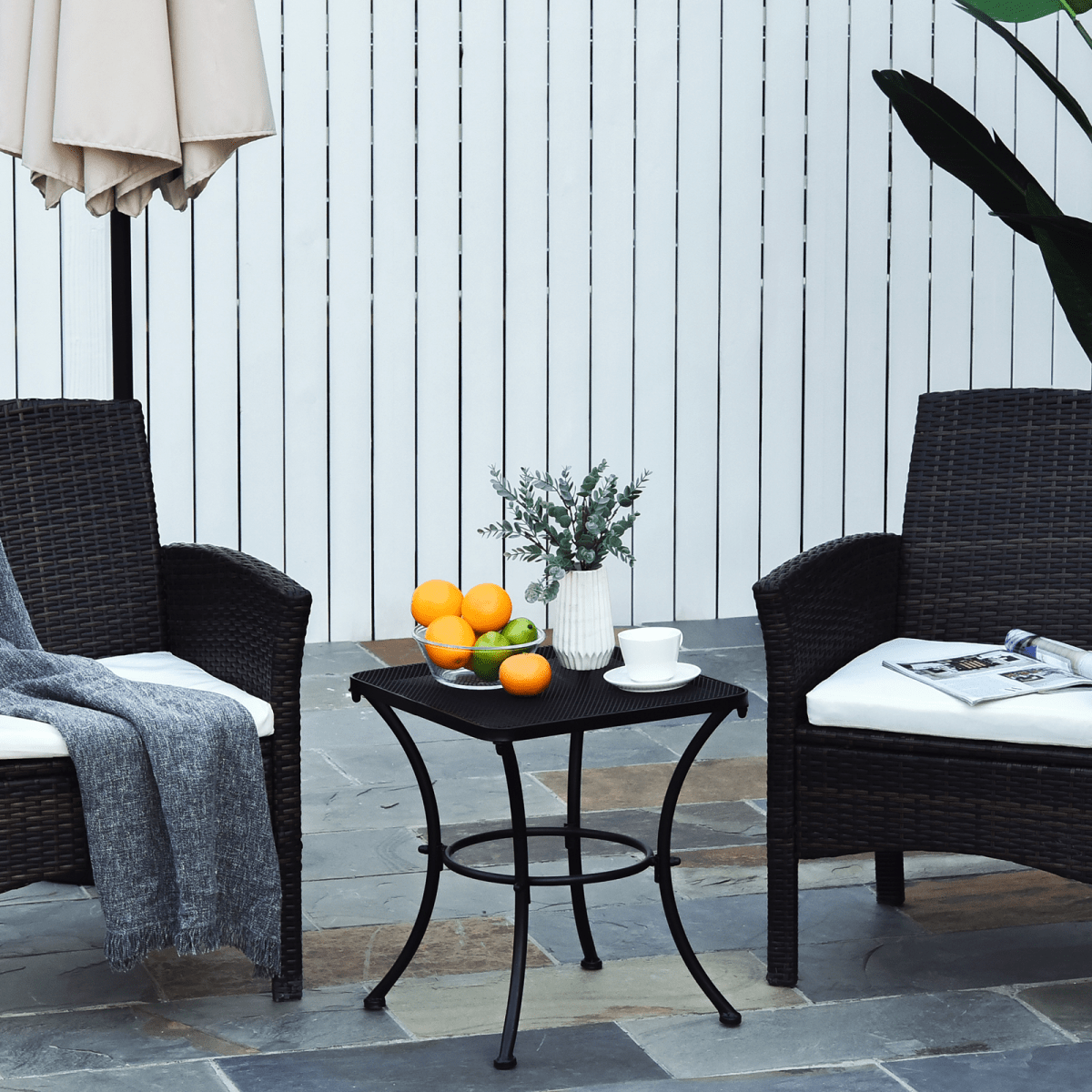 Outsunny 45cm Square Metal Outdoor Patio Bistro Table Coffee Desk Black Outsunny 