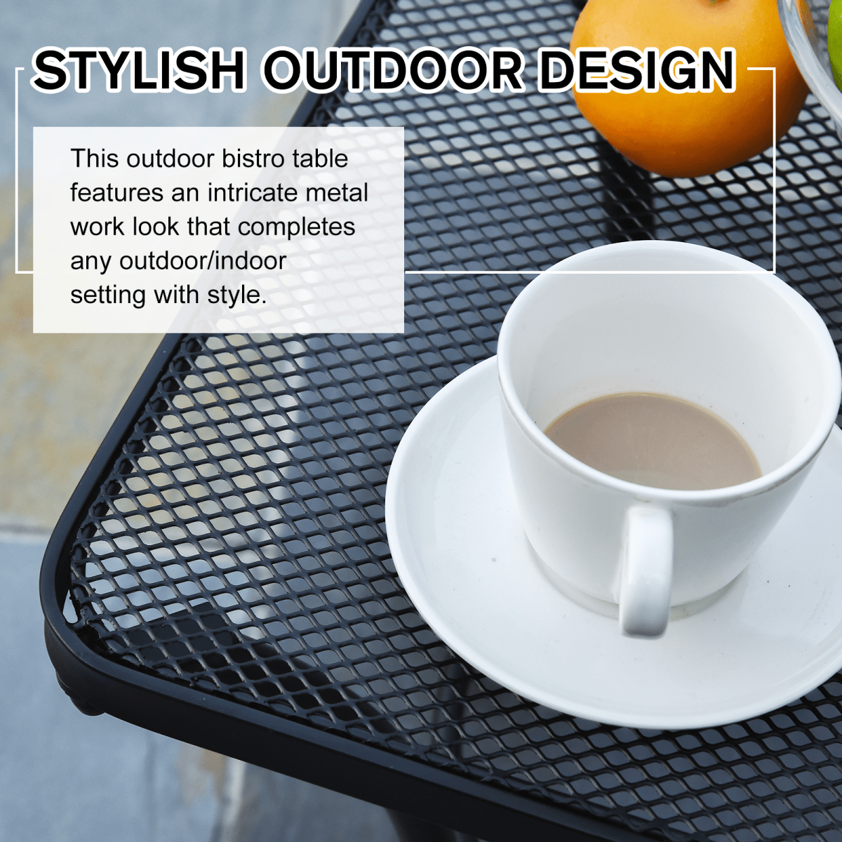 Outsunny 45cm Square Metal Outdoor Patio Bistro Table Coffee Desk Black Outsunny 