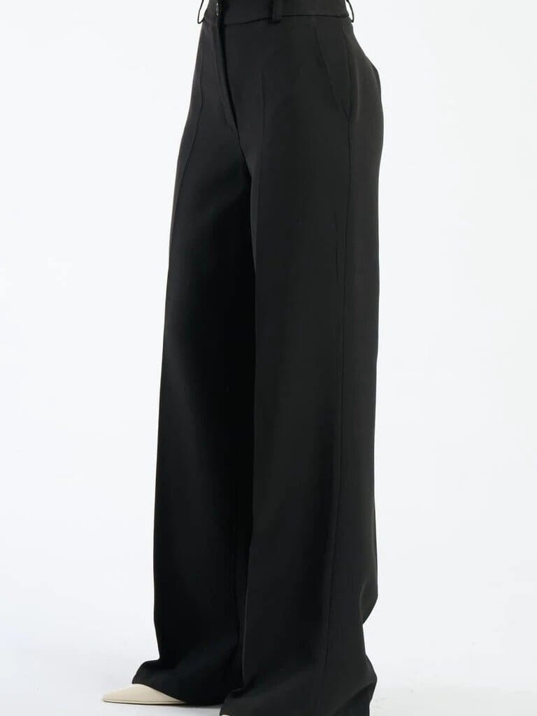 Pink Polyester Wide Leg Pants With Elastic Waist For Women Comfortable Chic Style JAS-3 