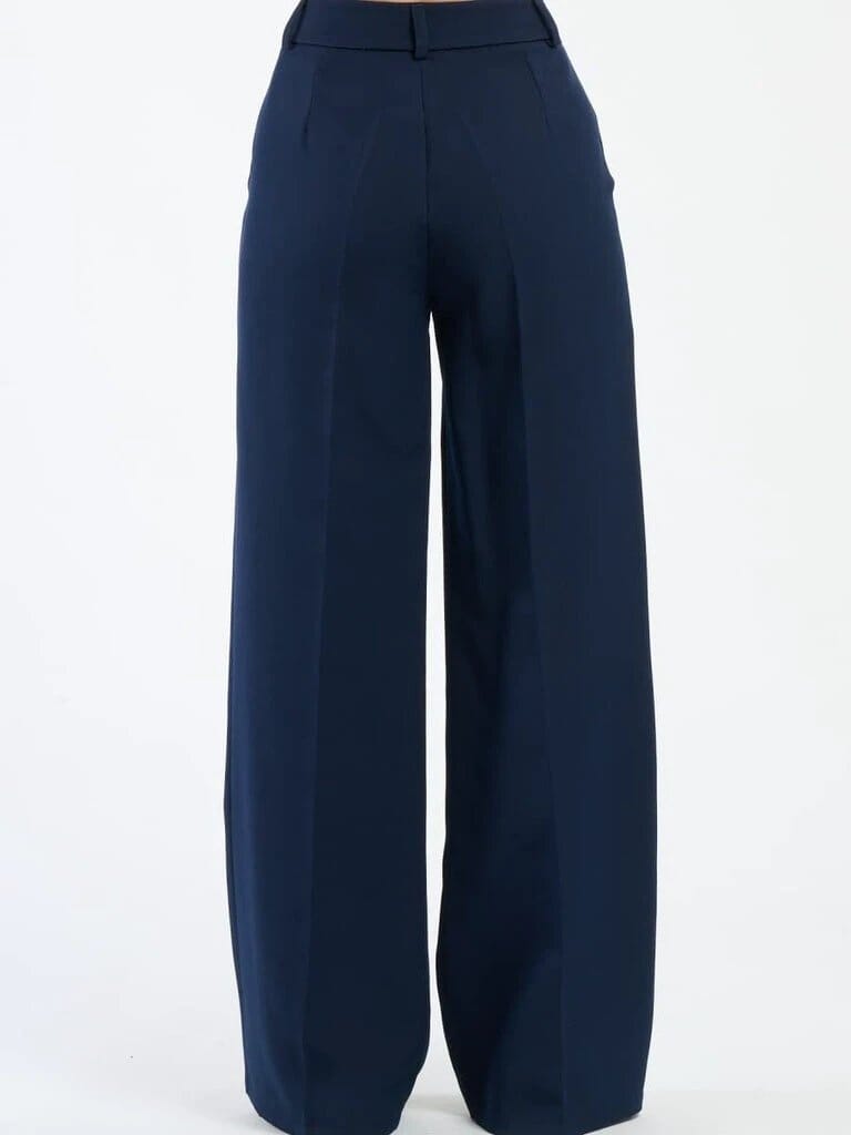 Pink Polyester Wide Leg Pants With Elastic Waist For Women Comfortable Chic Style JAS-3 