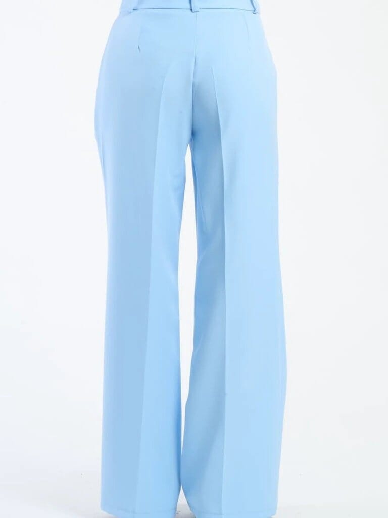 Pink Polyester Wide Leg Pants With Elastic Waist For Women Comfortable Chic Style JAS-3 