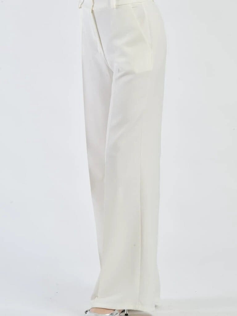 Pink Polyester Wide Leg Pants With Elastic Waist For Women Comfortable Chic Style JAS-3 