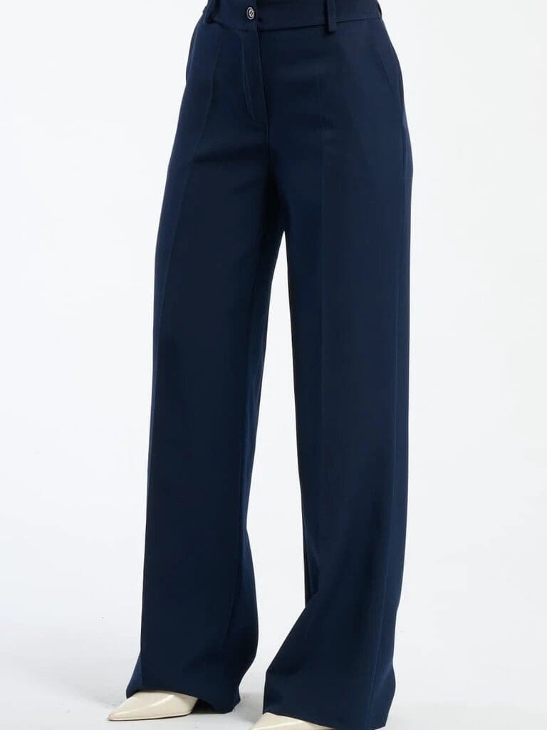 Pink Polyester Wide Leg Pants With Elastic Waist For Women Comfortable Chic Style JAS-3 