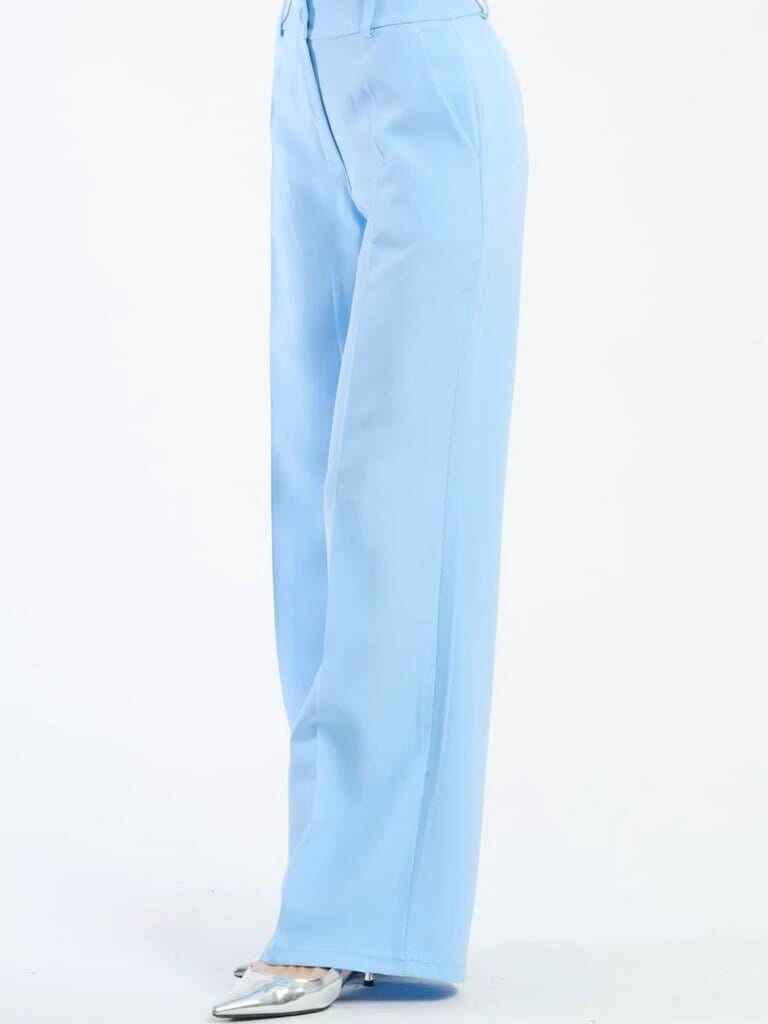 Pink Polyester Wide Leg Pants With Elastic Waist For Women Comfortable Chic Style JAS-3 