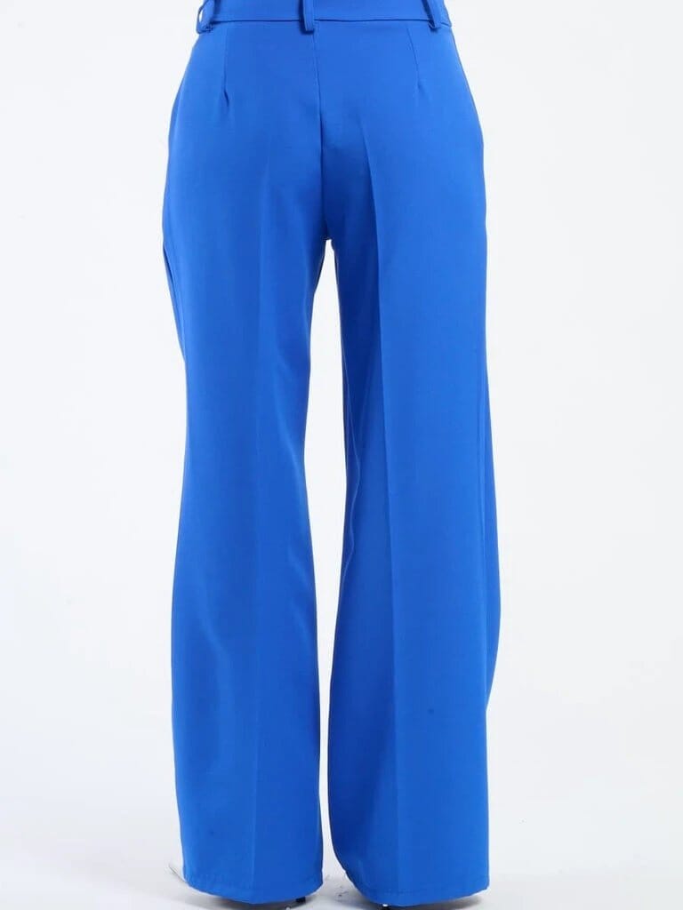Pink Polyester Wide Leg Pants With Elastic Waist For Women Comfortable Chic Style JAS-3 