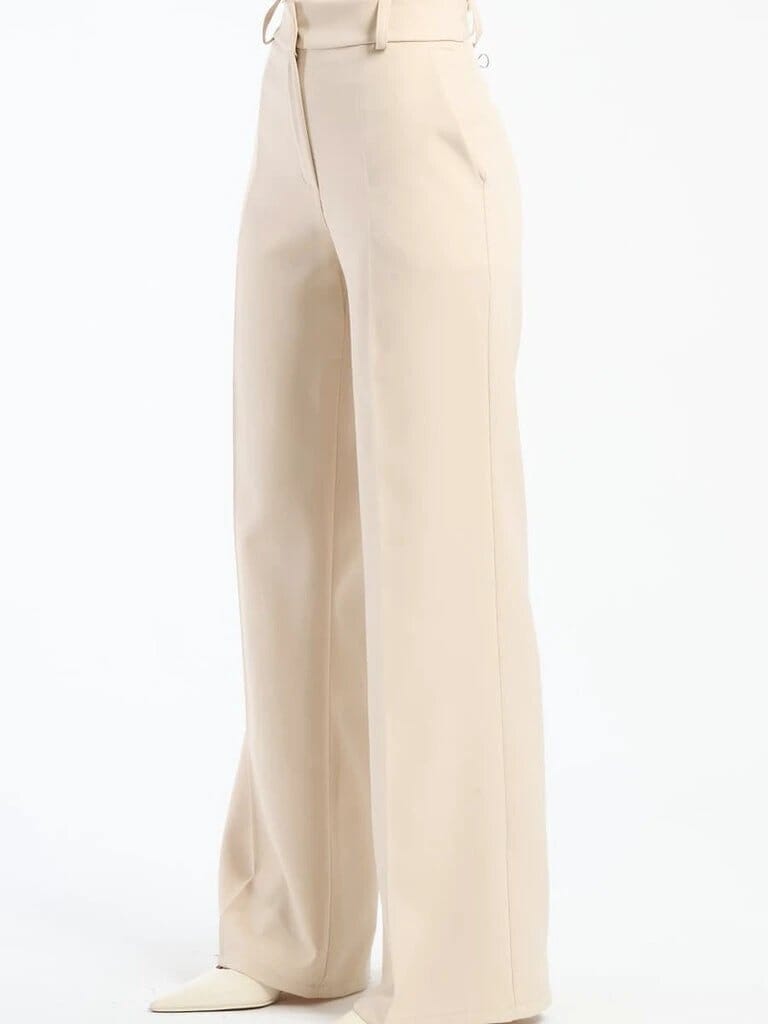 Pink Polyester Wide Leg Pants With Elastic Waist For Women Comfortable Chic Style JAS-3 