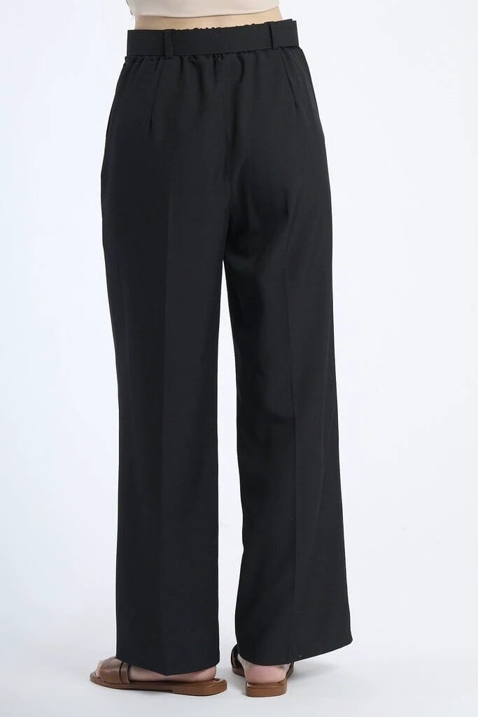Premium White Stretch Wide-Leg Pants For Women, Durable Polyester Elastane Fabric, All-Day Comfort JAS-3 