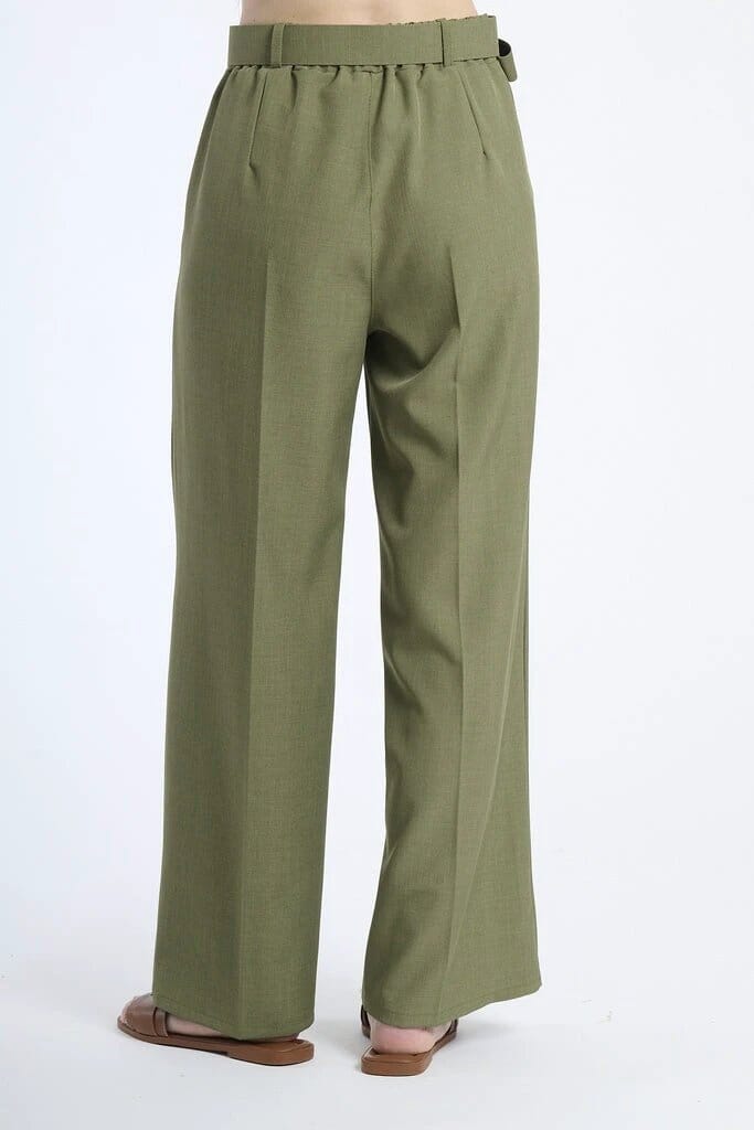 Premium White Stretch Wide-Leg Pants For Women, Durable Polyester Elastane Fabric, All-Day Comfort JAS-3 