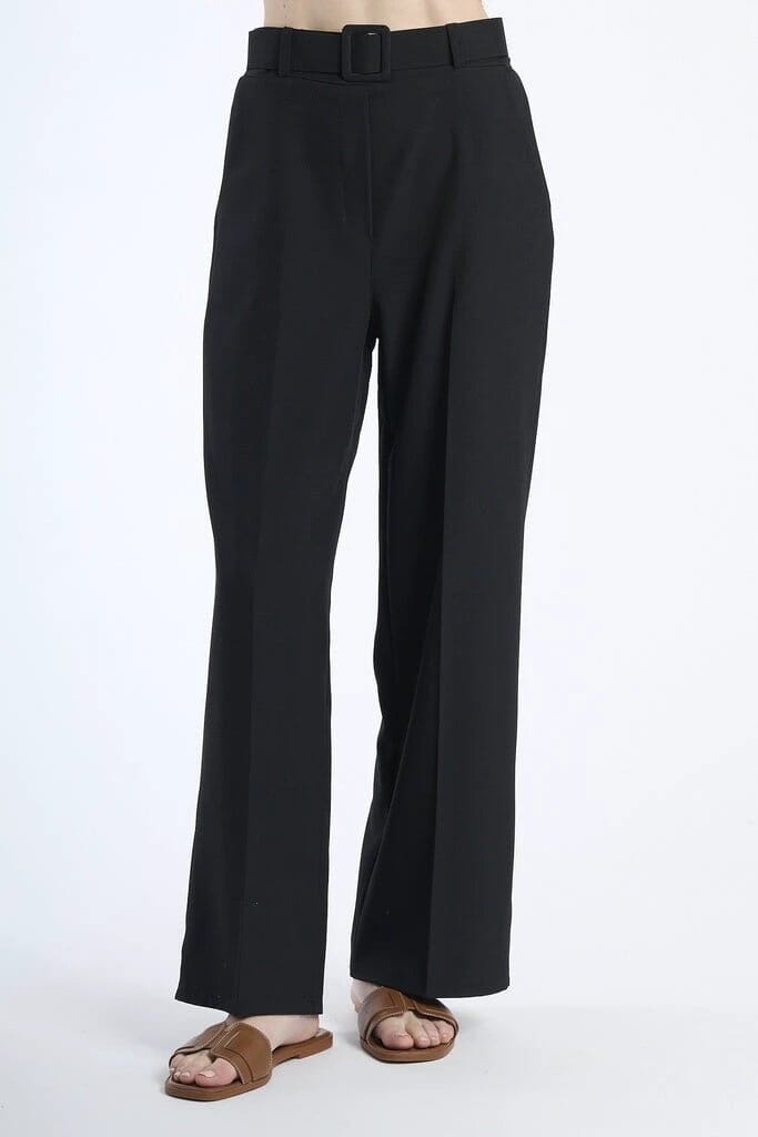 Premium White Stretch Wide-Leg Pants For Women, Durable Polyester Elastane Fabric, All-Day Comfort JAS-3 Nero S 