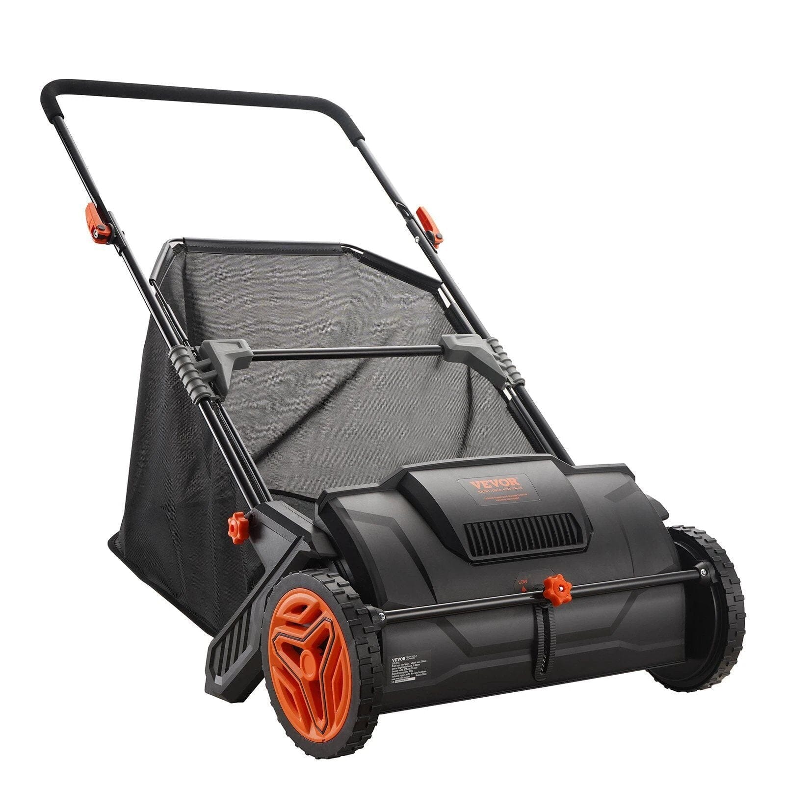 VEVOR Push Lawn Sweeper, 21-inch Leaf & Grass Collector, Strong Rubber Wheels & Heavy Duty Thickened Steel Durable to Use with Large Capacity 3.5 cu. ft. Mesh Collection Hopper Bag, 2 Spinning Brushes Doba Default 