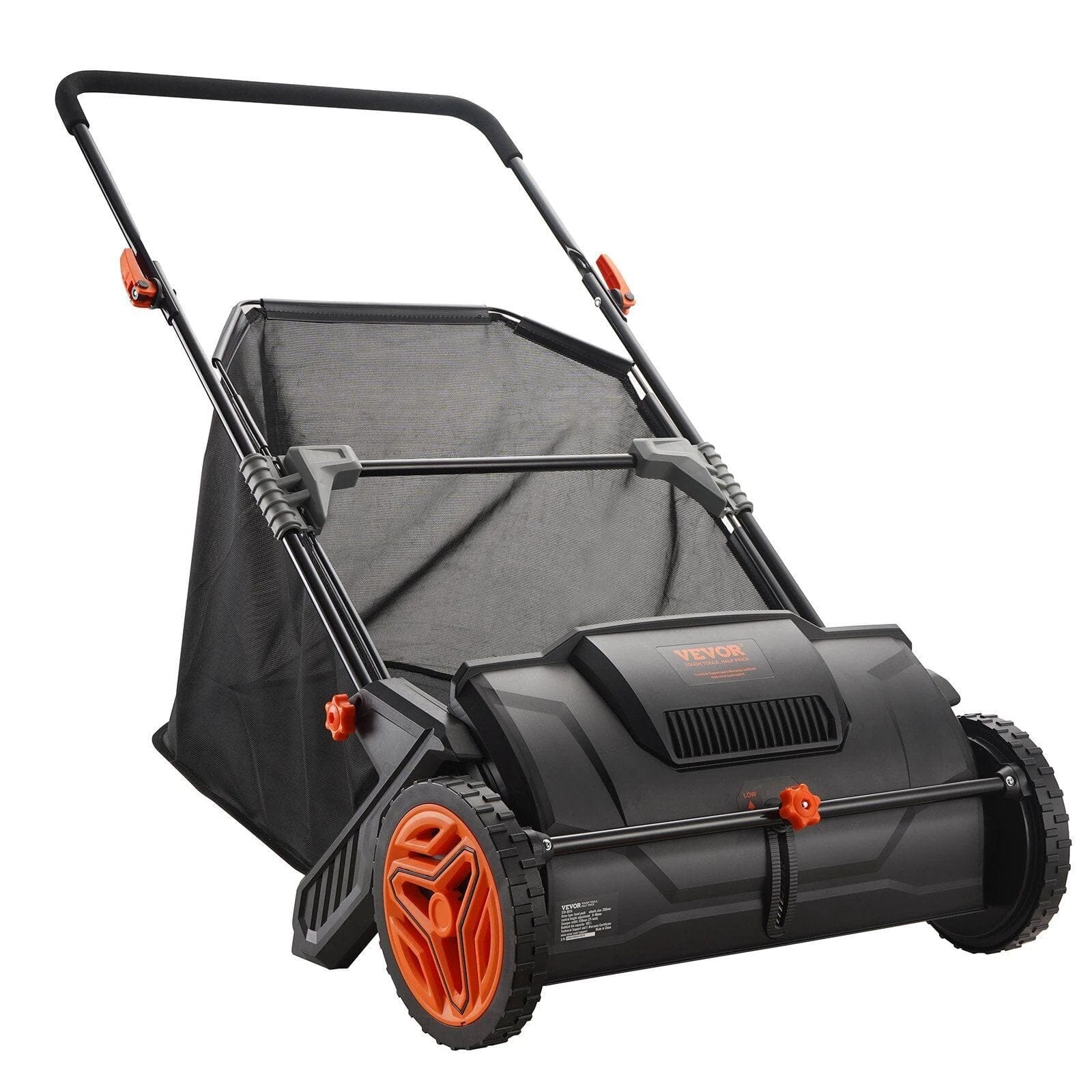 VEVOR Push Lawn Sweeper, 21-inch Leaf & Grass Collector, Strong Rubber Wheels & Heavy Duty Thickened Steel Durable to Use with Large Capacity 3.5 cu. ft. Mesh Collection Hopper Bag, 2 Spinning Brushes Doba 