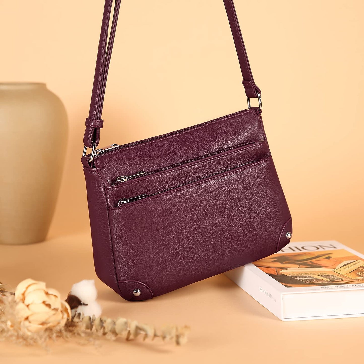 WESTBRONCO Crossbody Bags for Women, Medium Size Shoulder Handbags, Satchel Purse with Multi Zipper Pocket JAS-3 
