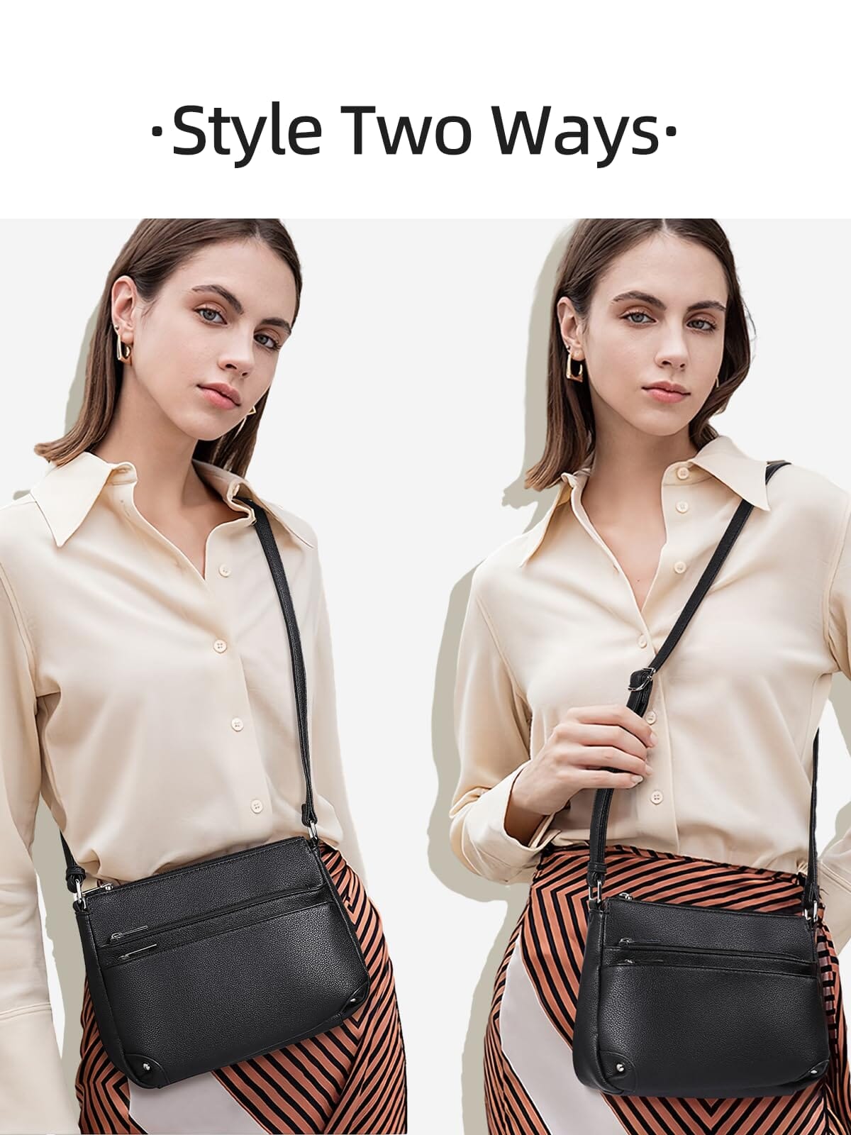 WESTBRONCO Crossbody Bags for Women, Medium Size Shoulder Handbags, Satchel Purse with Multi Zipper Pocket JAS-3 