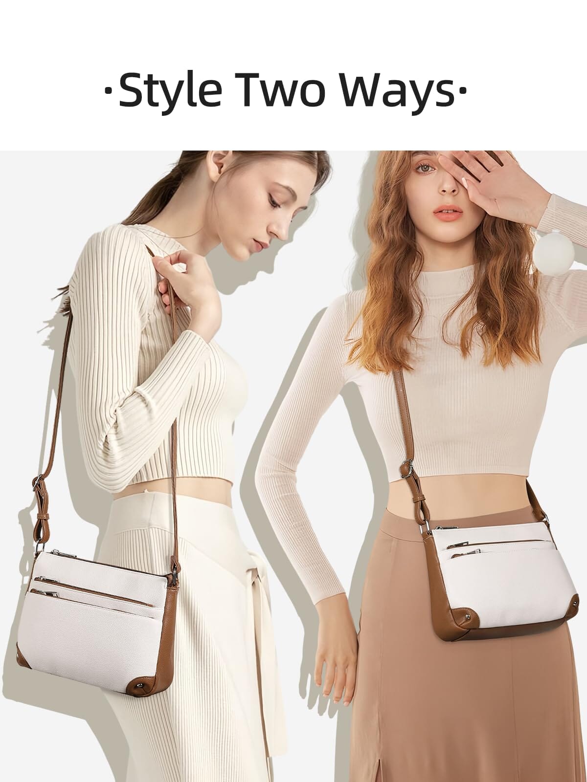 WESTBRONCO Crossbody Bags for Women, Medium Size Shoulder Handbags, Satchel Purse with Multi Zipper Pocket JAS-3 