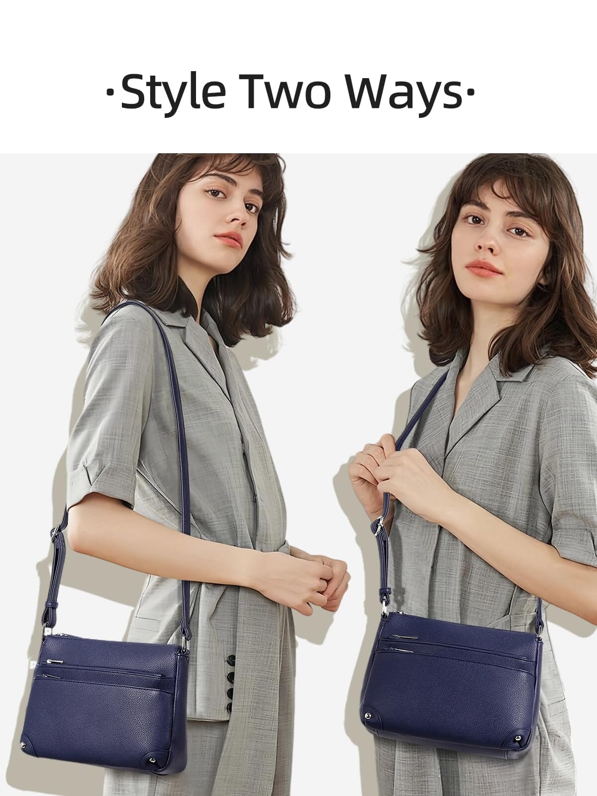 WESTBRONCO Crossbody Bags for Women, Medium Size Shoulder Handbags, Satchel Purse with Multi Zipper Pocket JAS-3 