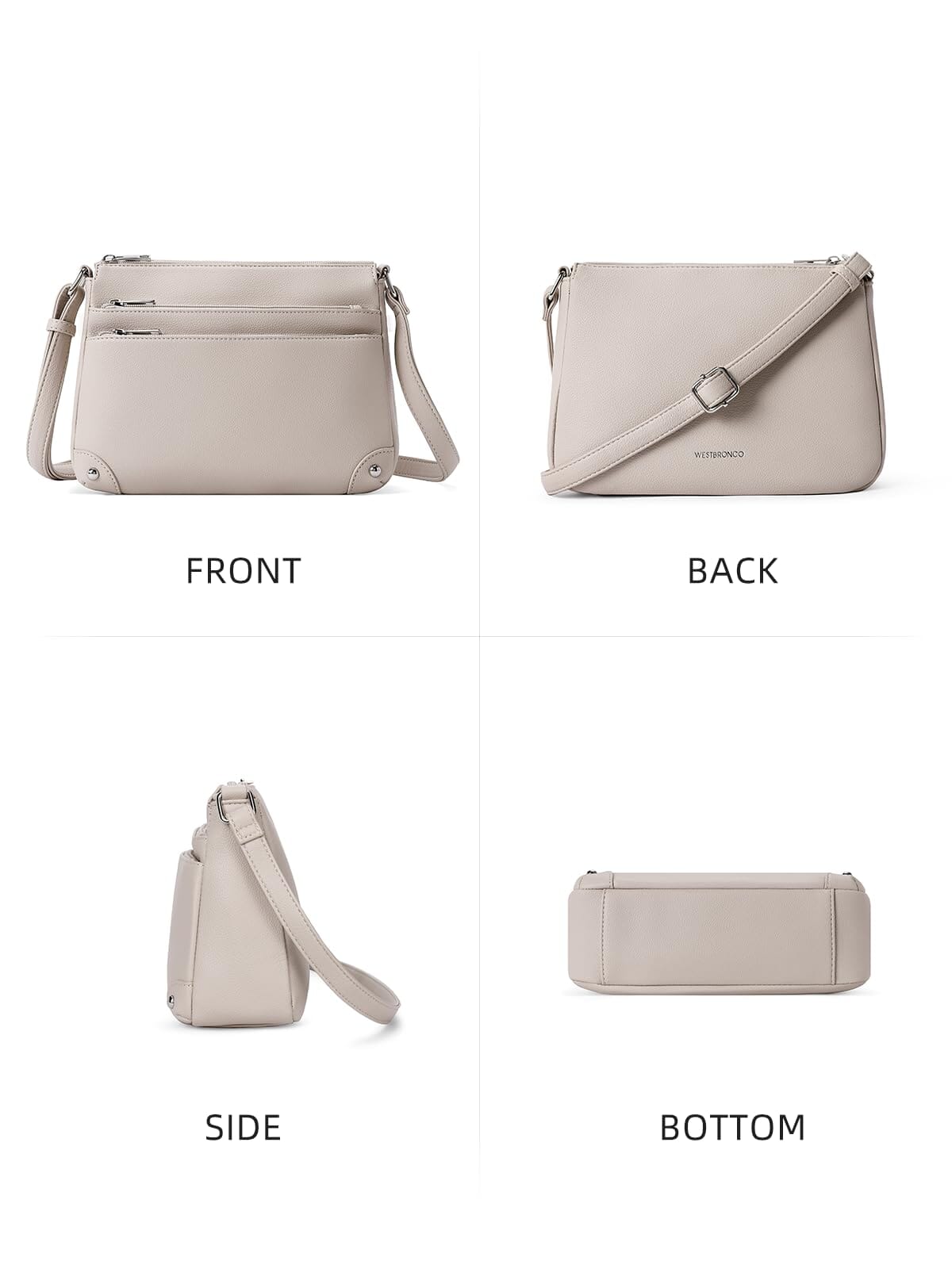 WESTBRONCO Crossbody Bags for Women, Medium Size Shoulder Handbags, Satchel Purse with Multi Zipper Pocket JAS-3 
