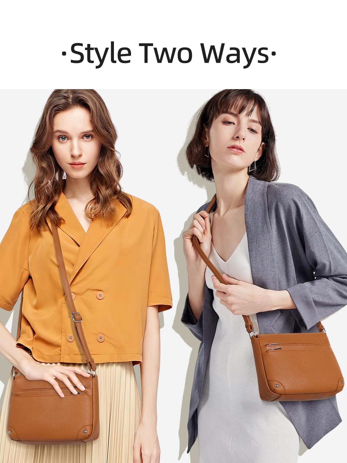 WESTBRONCO Crossbody Bags for Women, Medium Size Shoulder Handbags, Satchel Purse with Multi Zipper Pocket JAS-3 