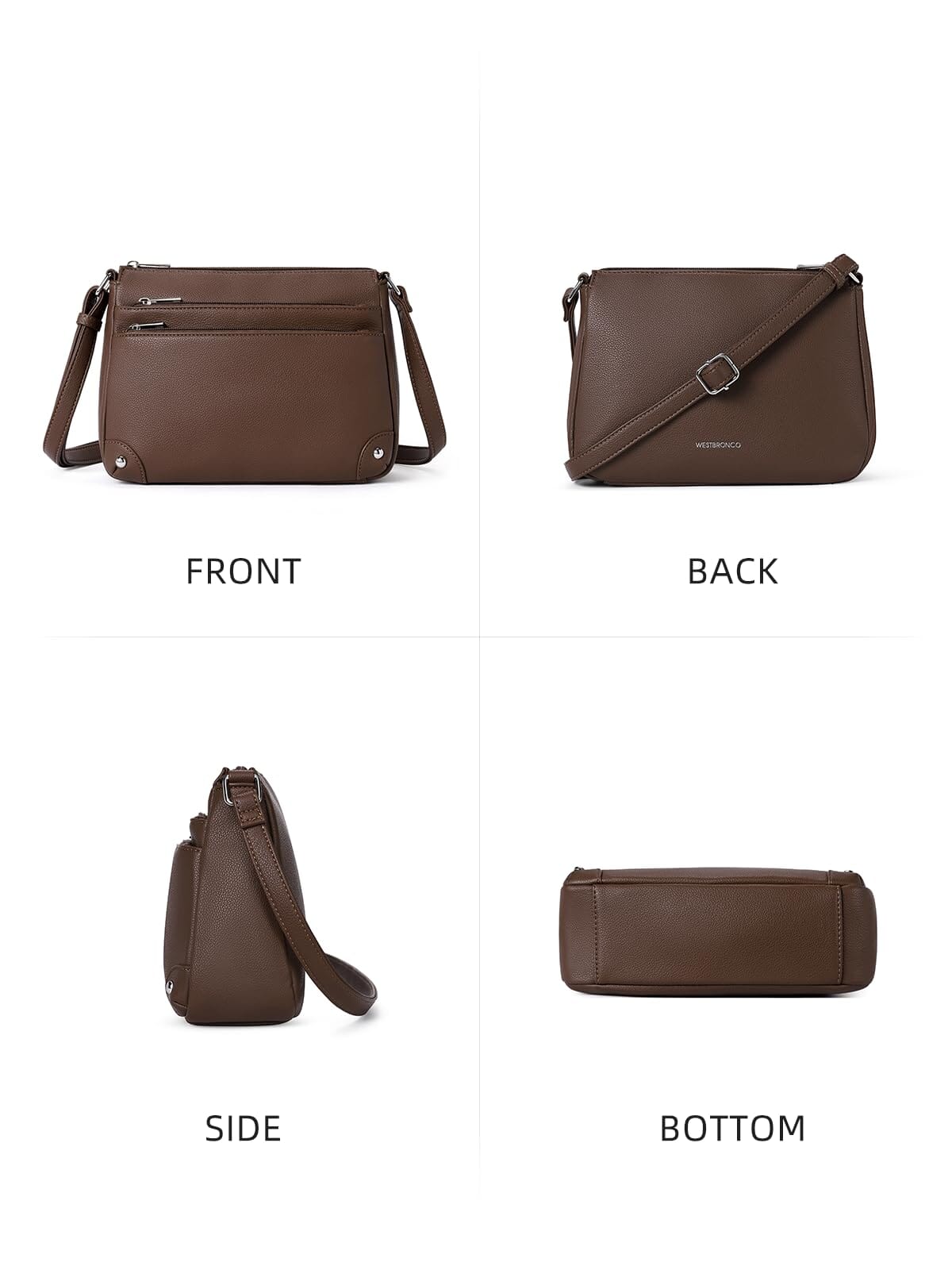 WESTBRONCO Crossbody Bags for Women, Medium Size Shoulder Handbags, Satchel Purse with Multi Zipper Pocket JAS-3 