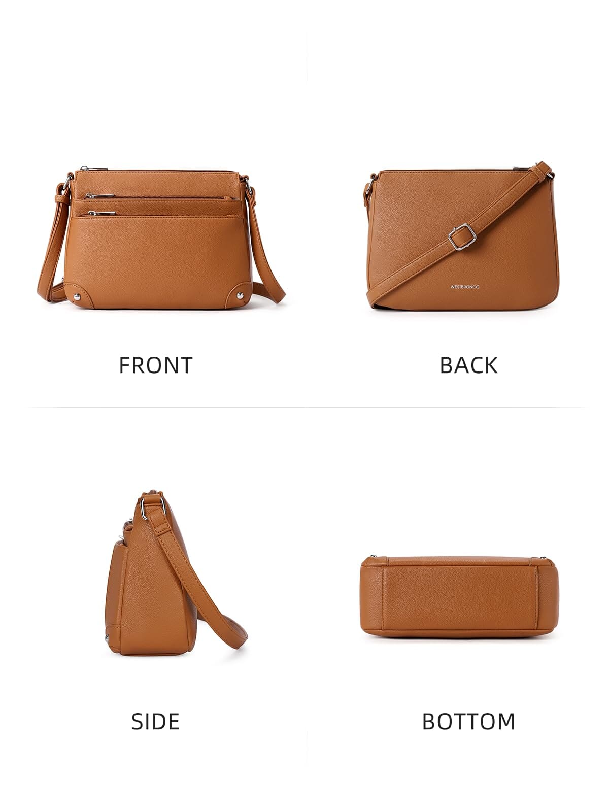 WESTBRONCO Crossbody Bags for Women, Medium Size Shoulder Handbags, Satchel Purse with Multi Zipper Pocket JAS-3 