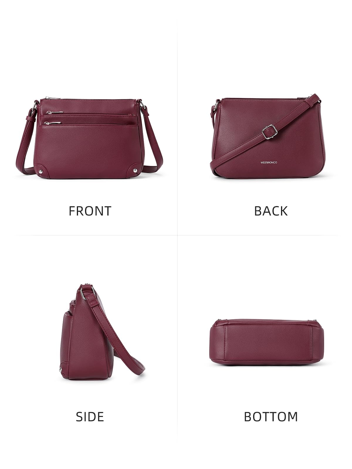 WESTBRONCO Crossbody Bags for Women, Medium Size Shoulder Handbags, Satchel Purse with Multi Zipper Pocket JAS-3 