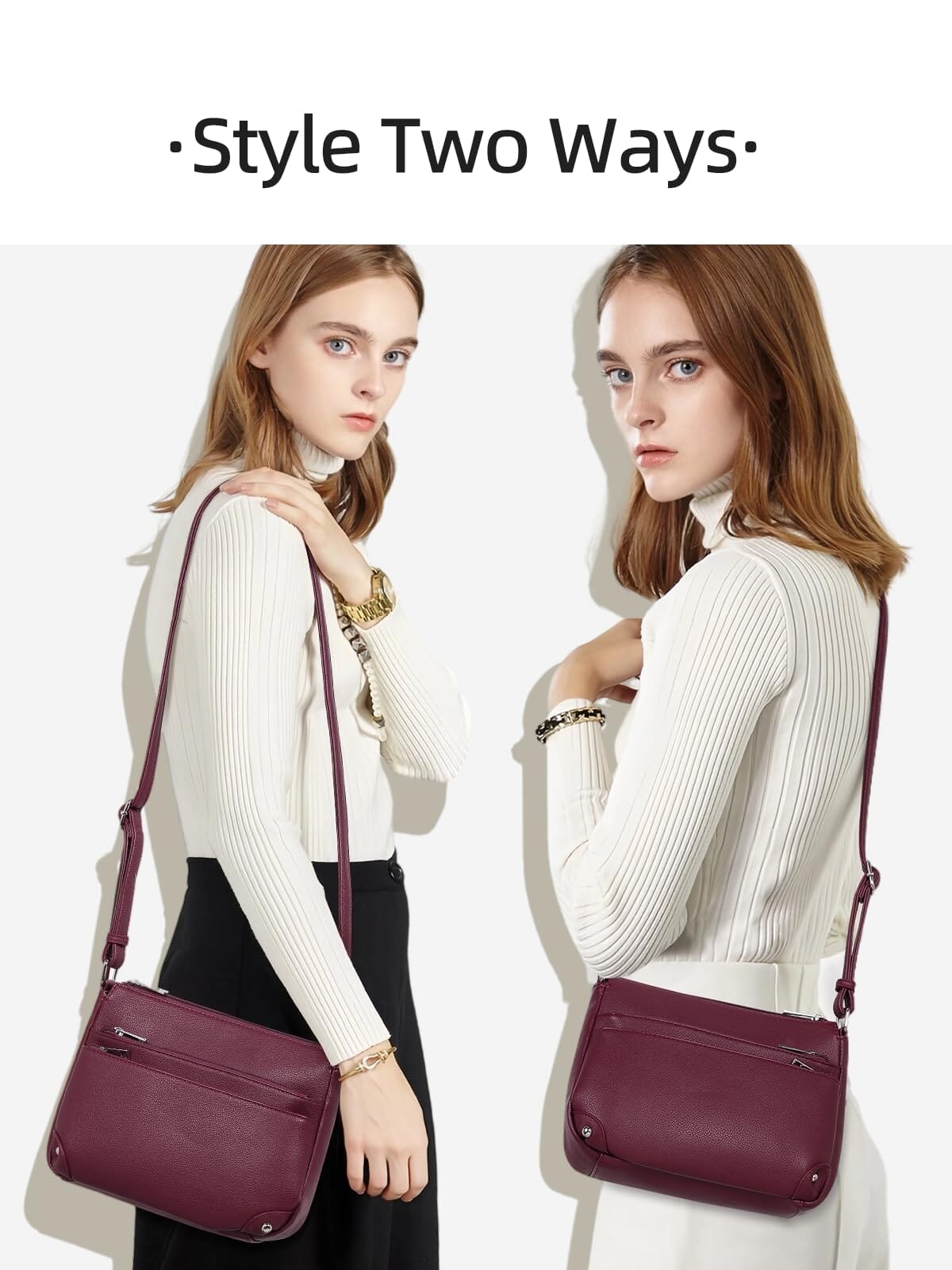 WESTBRONCO Crossbody Bags for Women, Medium Size Shoulder Handbags, Satchel Purse with Multi Zipper Pocket JAS-3 
