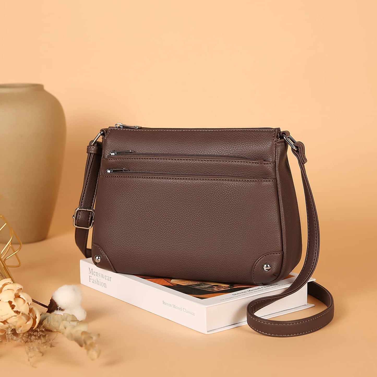 WESTBRONCO Crossbody Bags for Women, Medium Size Shoulder Handbags, Satchel Purse with Multi Zipper Pocket JAS-3 