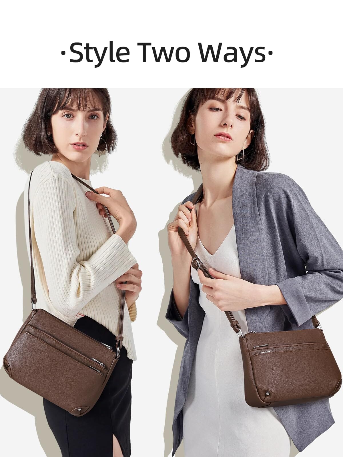 WESTBRONCO Crossbody Bags for Women, Medium Size Shoulder Handbags, Satchel Purse with Multi Zipper Pocket JAS-3 