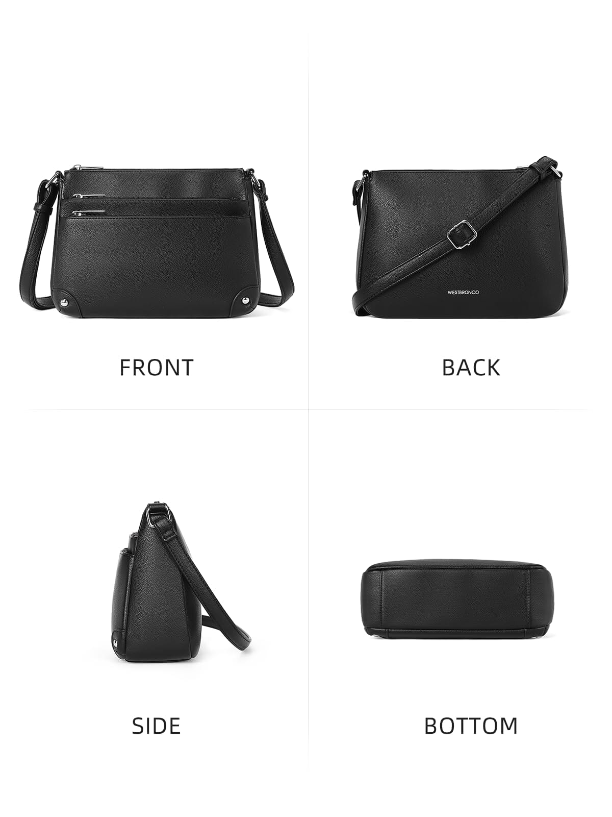 WESTBRONCO Crossbody Bags for Women, Medium Size Shoulder Handbags, Satchel Purse with Multi Zipper Pocket JAS-3 