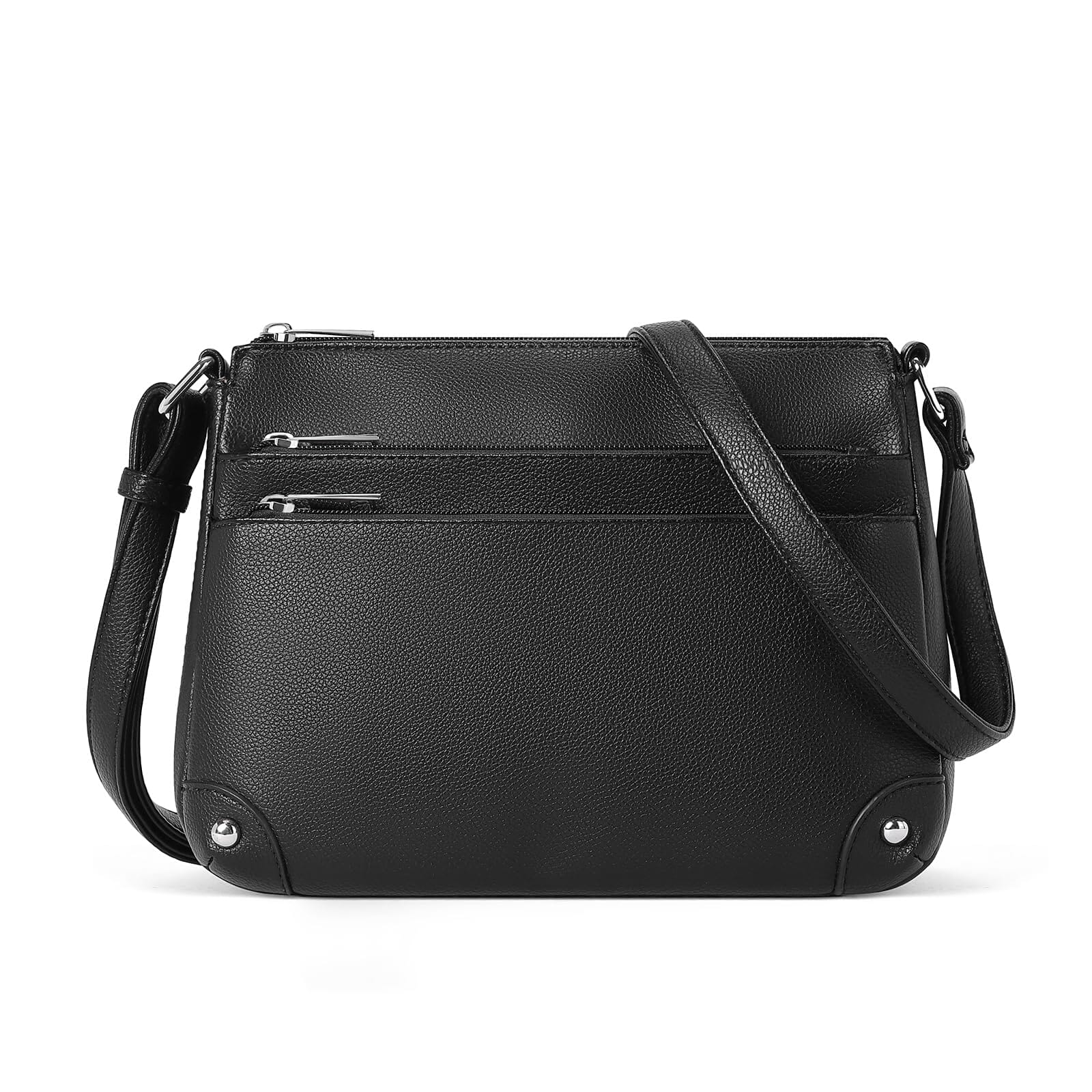 WESTBRONCO Crossbody Bags for Women, Medium Size Shoulder Handbags, Satchel Purse with Multi Zipper Pocket JAS-3 Black 