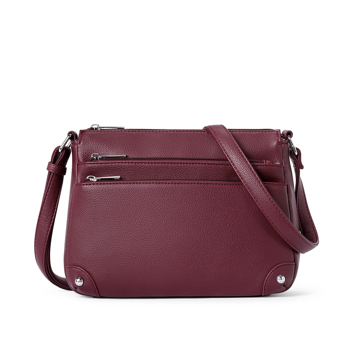 WESTBRONCO Crossbody Bags for Women, Medium Size Shoulder Handbags, Satchel Purse with Multi Zipper Pocket JAS-3 Wine Red 