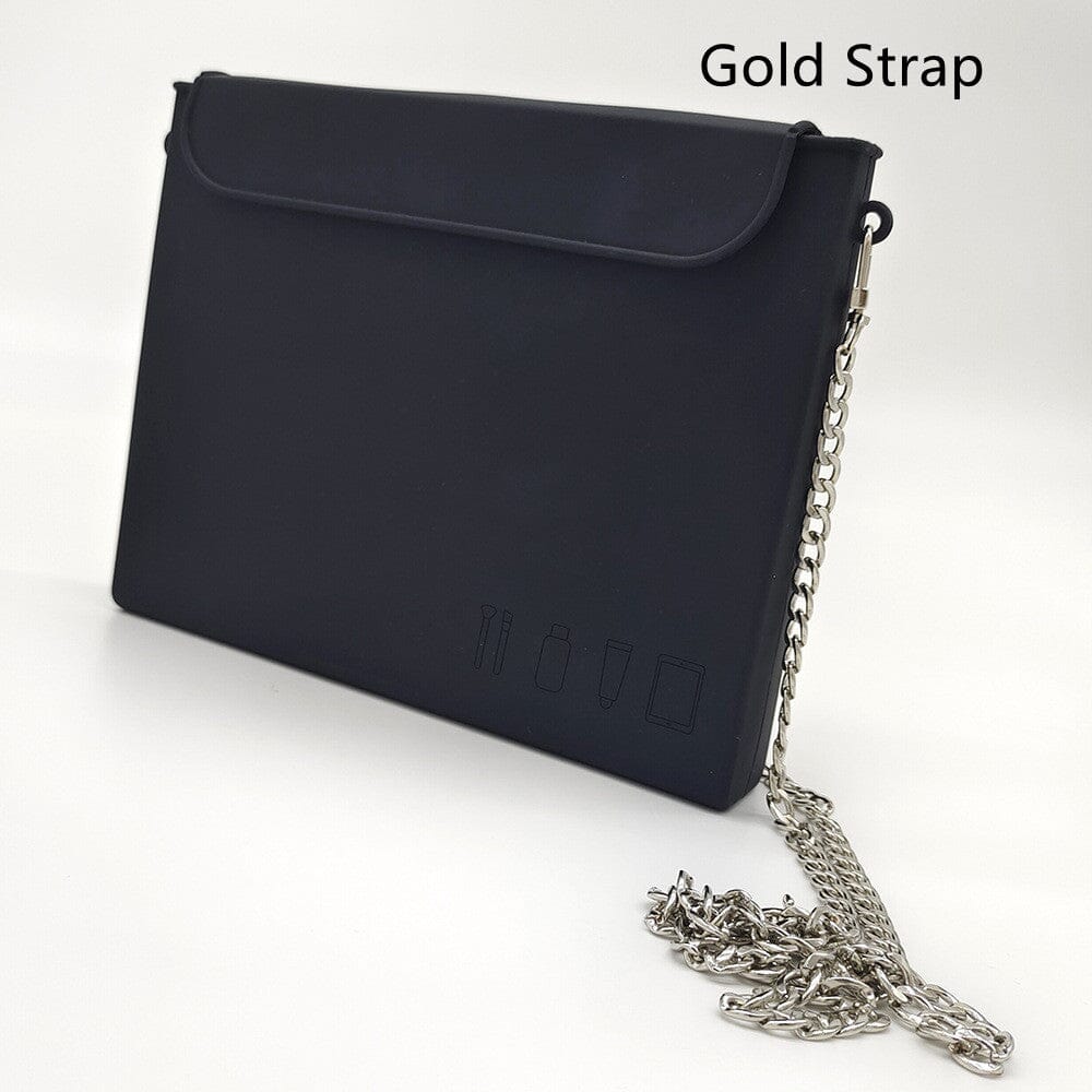 Women's Casual Silicone Large Capacity Cosmetic Organizer JAS-3 Black / Gold Strap 