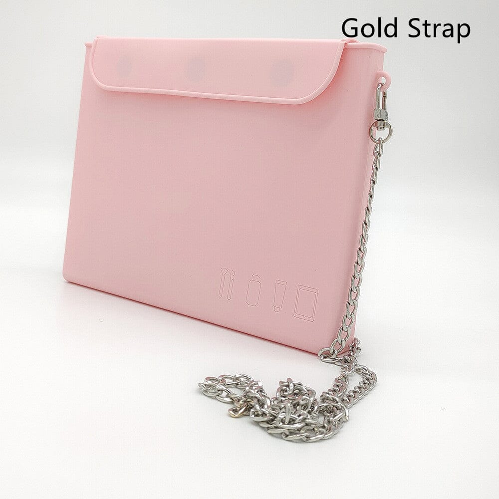 Women's Casual Silicone Large Capacity Cosmetic Organizer JAS-3 Pink / Gold Strap 