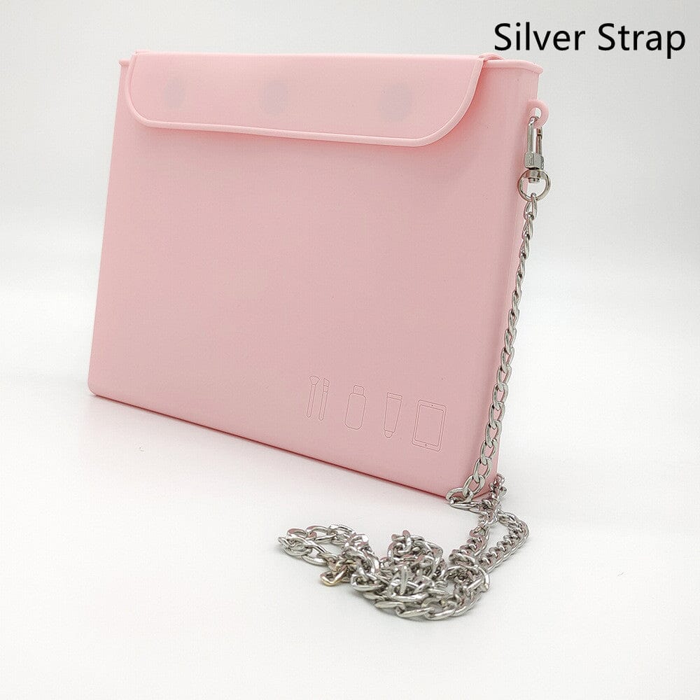 Women's Casual Silicone Large Capacity Cosmetic Organizer JAS-3 Pink / Silver Strap 