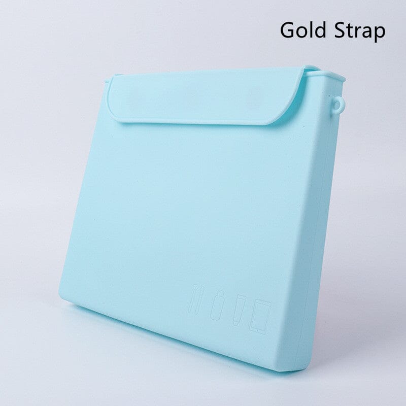Women's Casual Silicone Large Capacity Cosmetic Organizer JAS-3 Sky Blue / Gold Strap 